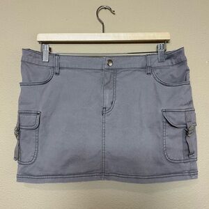 Wild Fable skirt women 12 elastic waist cotton blend cargo mini grey